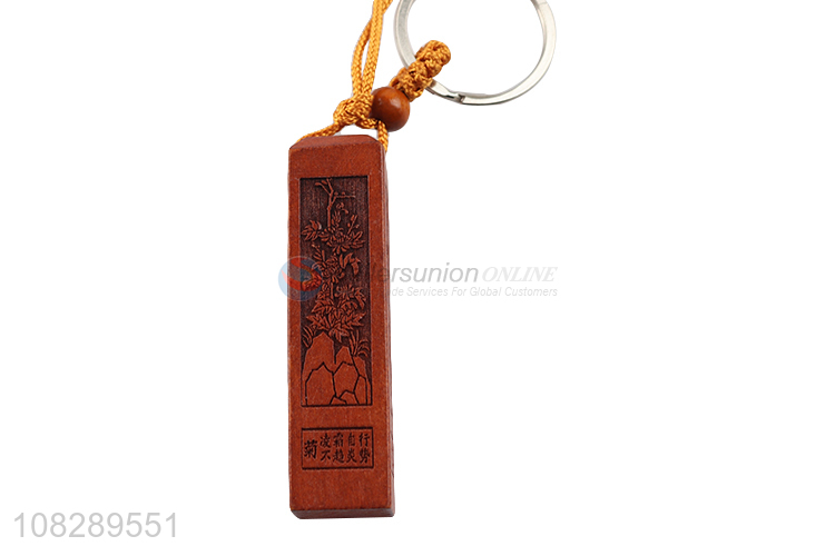 China wholesale handmade engraving wooden crafts keychain