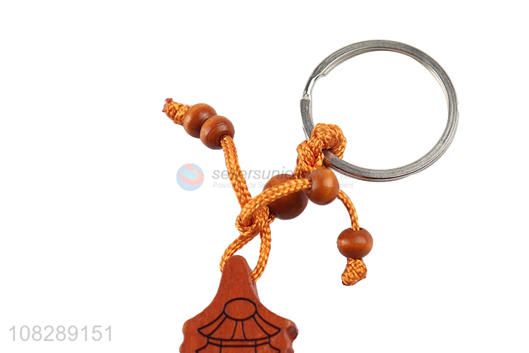 China wholesale wooden handmade sculpture keychain key ring