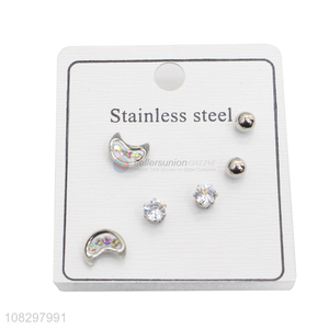 Factory supply stainless steel stud earrings chic earrings set