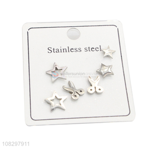 Recent design stainless steel stud earrings set piercing earrings