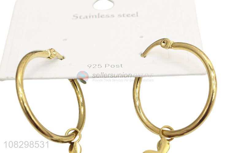 New arrival trendy stainless steel snake pendant hoop earrings