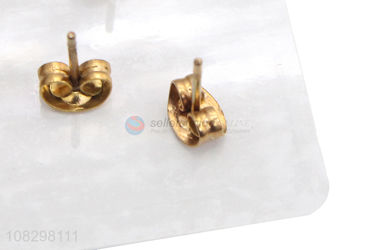 Latest design stainless steel stone paved studs earrings set