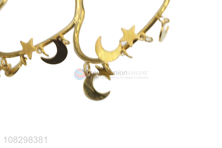 Hot selling stainless steel moon star pendant heart hoop earrings