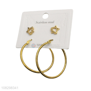 Wholesale stainless steel stud hoop earrings set for women girls