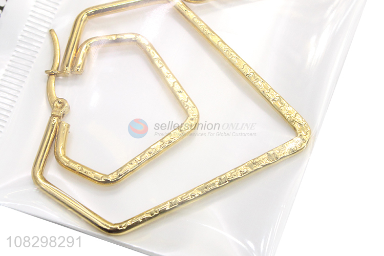 Yiwu market stainless steel geometric hoop earrings for women