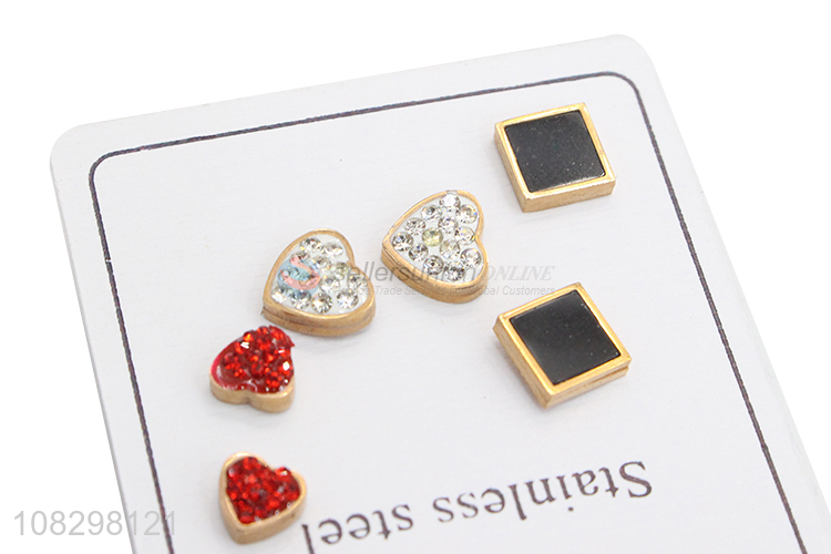 Bottom price chic stainless steel stud earrings enamel earrings