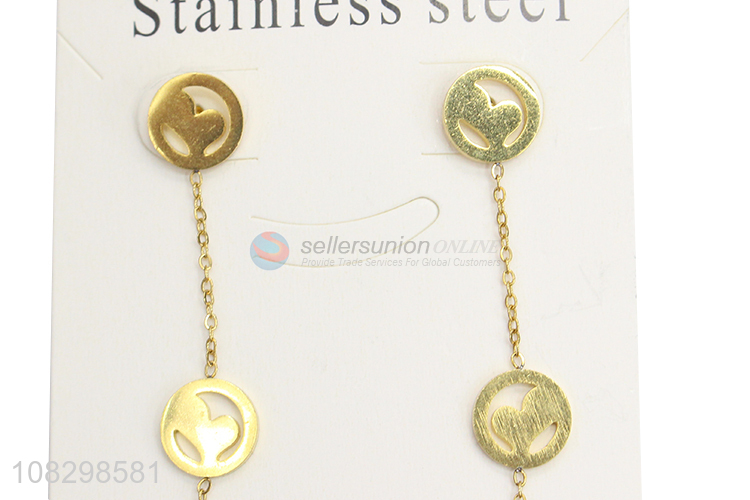 Wholesale chic stainless steel chain drop earrings stud earrings