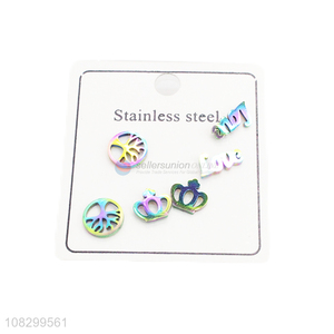 Hot Products 3 Pairs Stainless Steel Ear Studs For Ladies