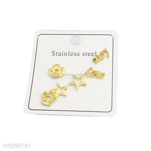 Latest Stainless Steel Ear Stud Set For Women