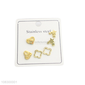 Modern Style Stainless Steel Ear Stud Set For Ladies