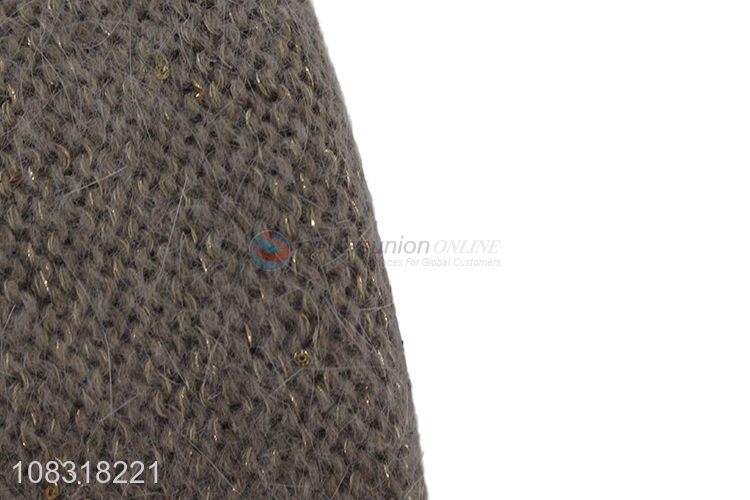 High quality long rabbit fur sequined straight cap for sale
