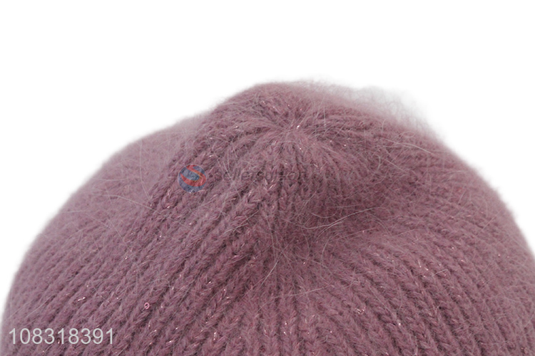China market solid color women winter thickened knitted beanie hat