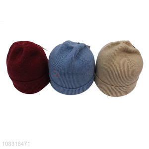 Hot selling solid color cashmere knitted hat beanie hat
