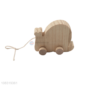 Cute Snail Design Wooden Pull Toy Pull Line Toy Car