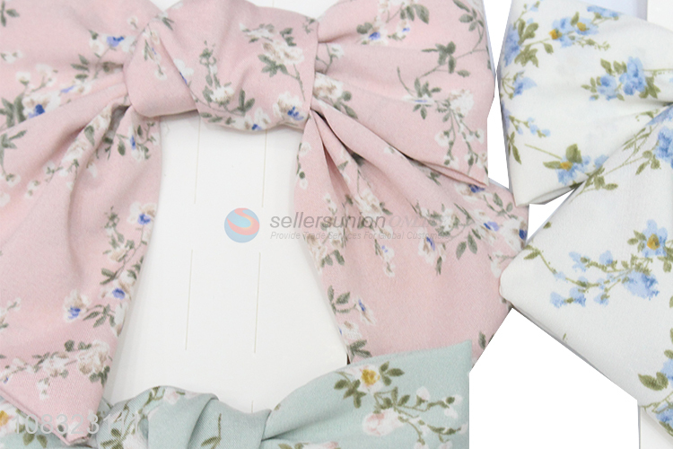 Fashion Style Floral Printing Bowknot Hairpin Ladies Hair Clip