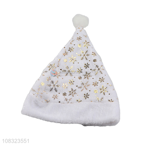 Good quality white christmas decorated felt santa claus hat