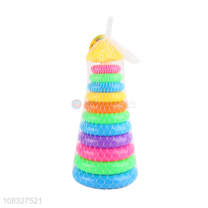 Yiwu wholesale kids educational ring toys rainbow tower toys