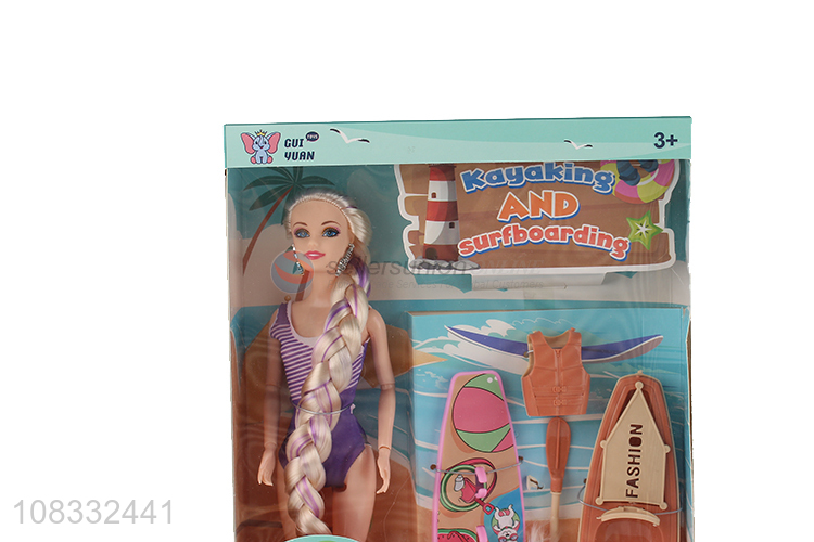 New arrival 11 inch fashion doll with swim ring surfboard