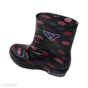 Hot selling wateproof durable printed mid-calf rain boots for women
