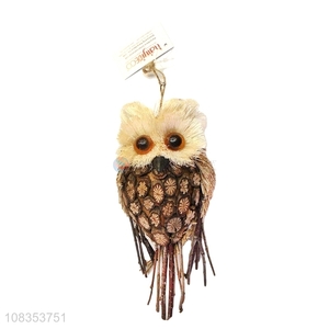 Recent design owl statues grass crafts indoor hanging decorations