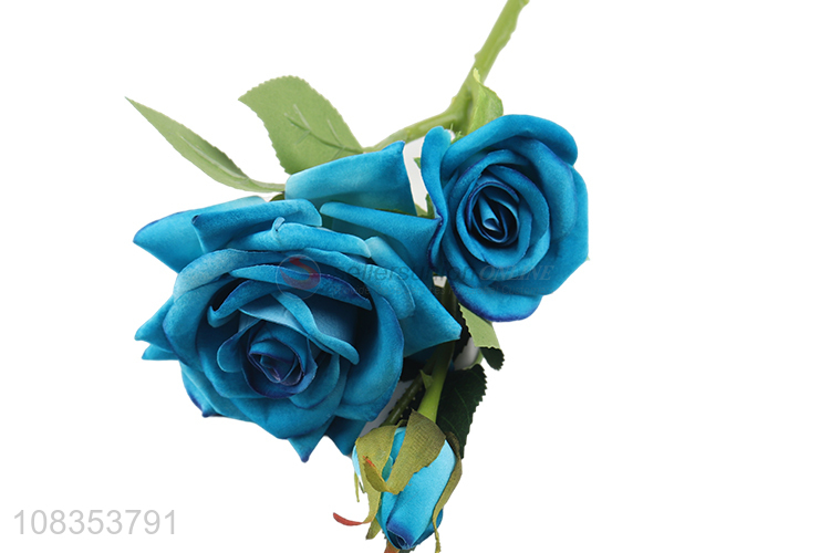 Wholesale price blue rose artificial flower decoration