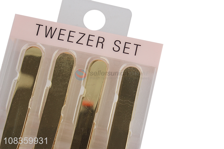 New arrival stainless steel eyebrow tweezers with slant pointed tips