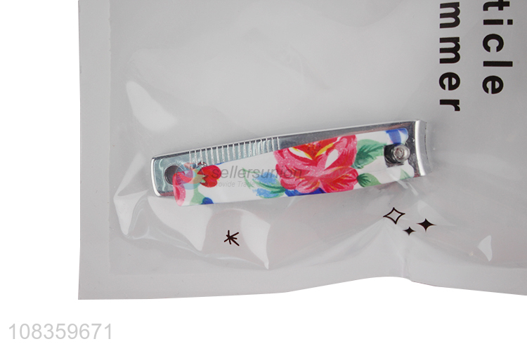 New arrival stainless steel flower printed nail clipper manicure tool