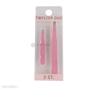 Factory wholesale 2 sizes stainless steel eyebrow tweezers for women