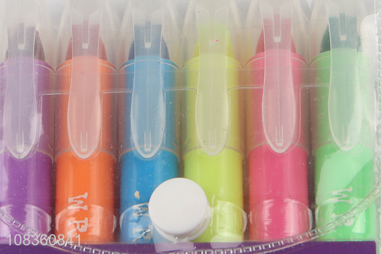 Promotional 6 colors crayon neon color gel highlighters school supplies