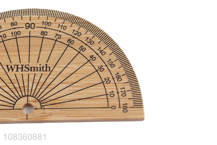 Online wholesale natural wooden protractor school drafting supplies