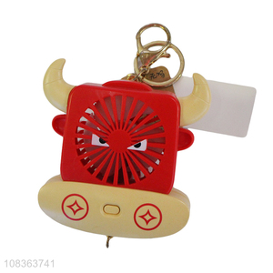 Wholesale multipurpose mini usb fan cartoon bull fan with keychain