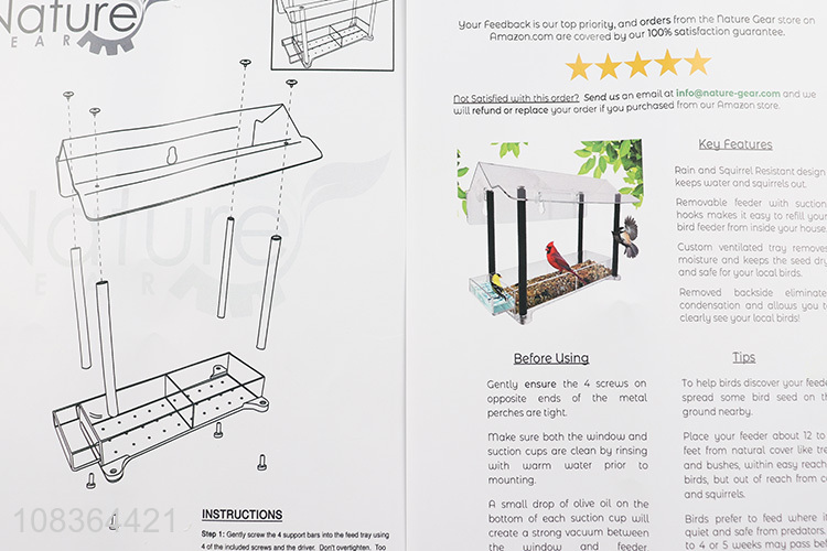 New arrival acrylic eco-friendly wild birds feeder with top quality