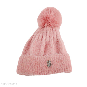 Most popular soft pink winter knitted hats with top quality