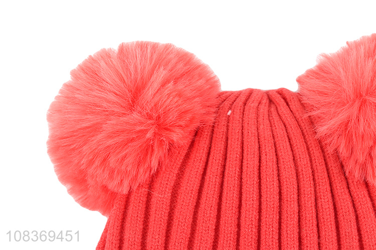 Top quality multicolor girls winter warm knitted hat