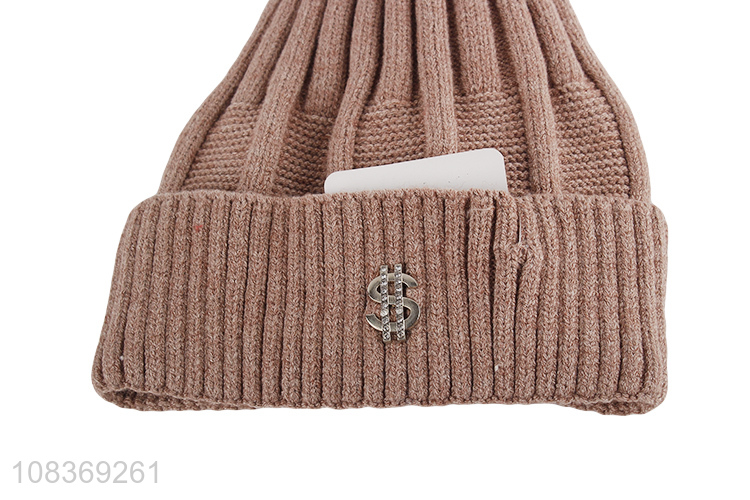 Wholesale from china winter fashion knitted hats with fuzz ball