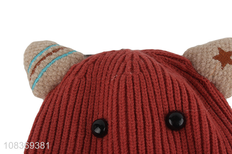 Low price animal shape kids winter knitted hat beanies hat