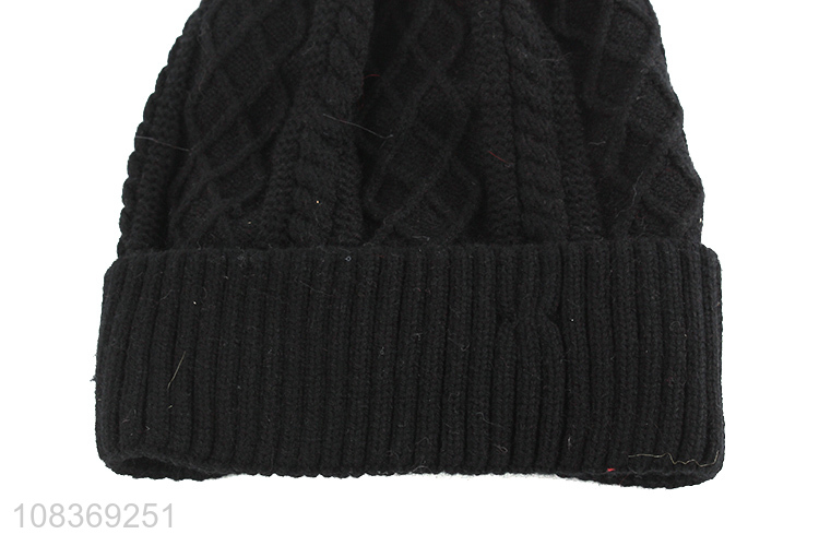 China products black warm boys girls knitted hats beanies hats