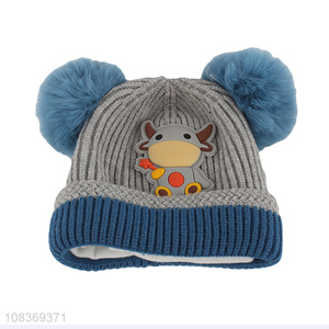 Good quality cartoon kids cute thickened winter knitted hats