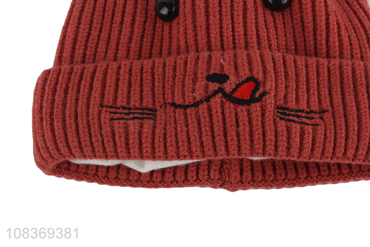 Low price animal shape kids winter knitted hat beanies hat