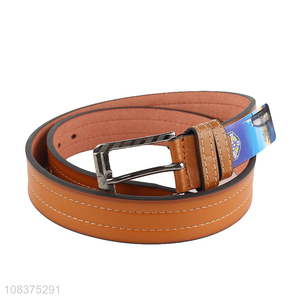 Online wholesale iron buckle stitched microfiber leather belt for men