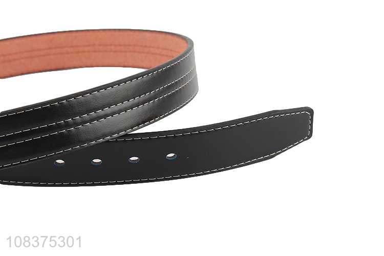 Hot selling men's belts metal buckle stitched microfiber leather belt