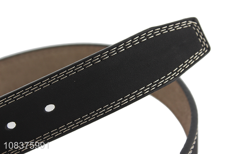 Yiwu market metal buckle stitched pu leather casual belt for men