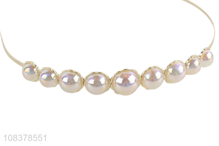 Factory Direct Sale Fashion Alloy Hair Hoop With Pearls