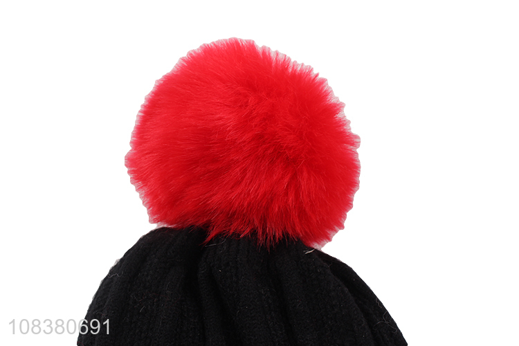 High Quality Kids Winter Hat Knitted Beanie With Fur Ball