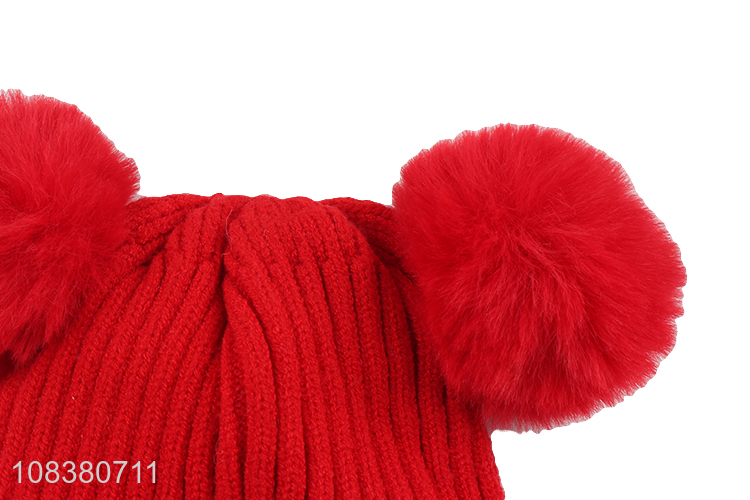 Good Quality Knitted Earmuffs Hat With Pom Pom Ball