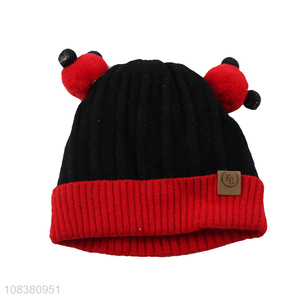Best Quality Cute Knitted Hat With Pom Pom Ball For Kids