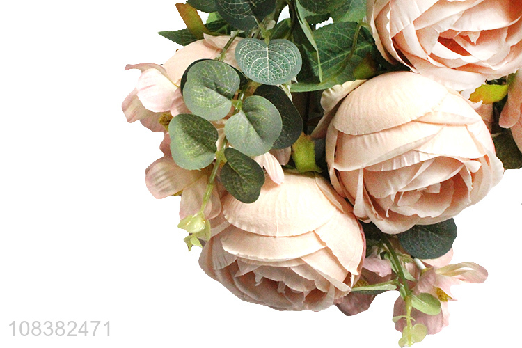 Factory wholesale 9heads wedding decoration artificial rose flower