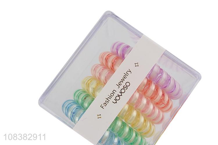 New design luminous telephone cord hair bands spiral hair ties