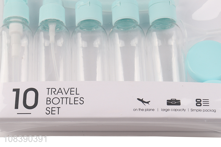 Hot Selling 10 Pieces Travel Refillable Pack Travel Bottles Set