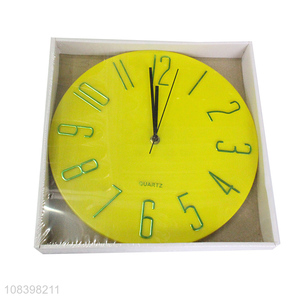 New arrival yellow round silent wall clock home modern clock